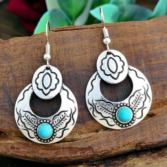 Jewelry - NEW Turquoise and 925 Silver Vintage Earrings